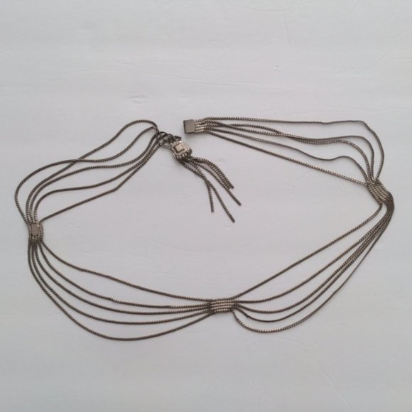 Christian Dior Belt Multi Strand Silver Chain Hip Belt Conchos Vintage - Picture 8 of 13